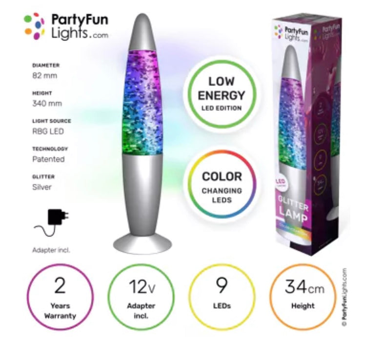 Lampe pailletée couleurs changeantes