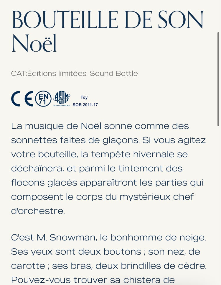 Bouteille sensorielle petit boum noël