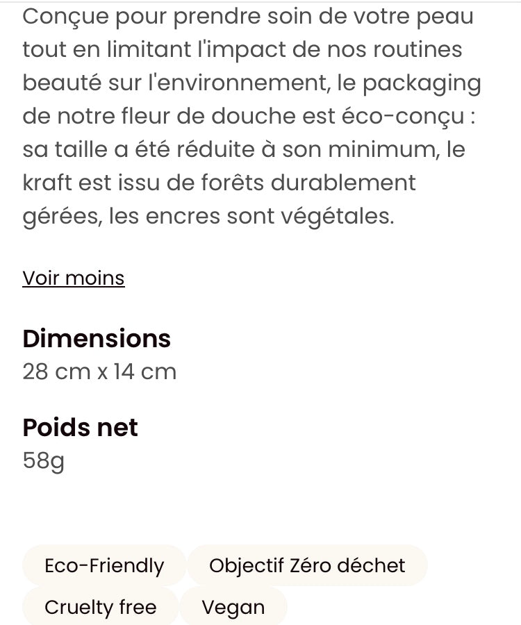 Fleur de douche sensorielle en fibres de bambou