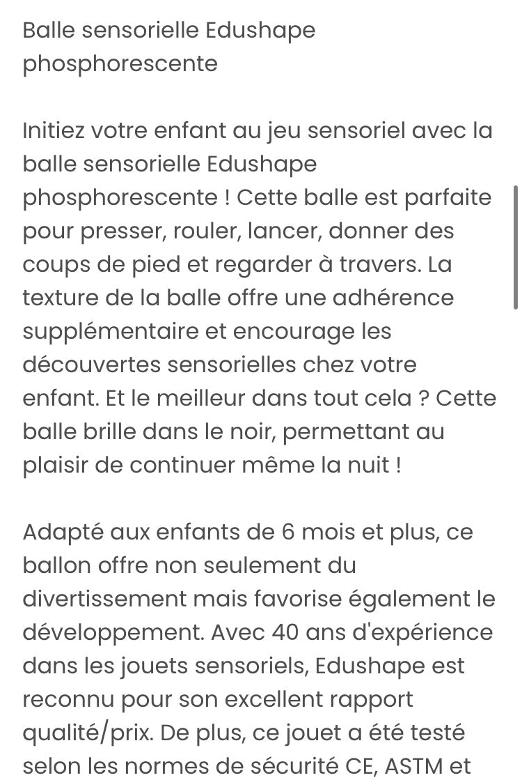 Grande Balle sensorielle phosphorescente