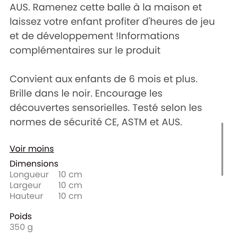 Grande Balle sensorielle phosphorescente
