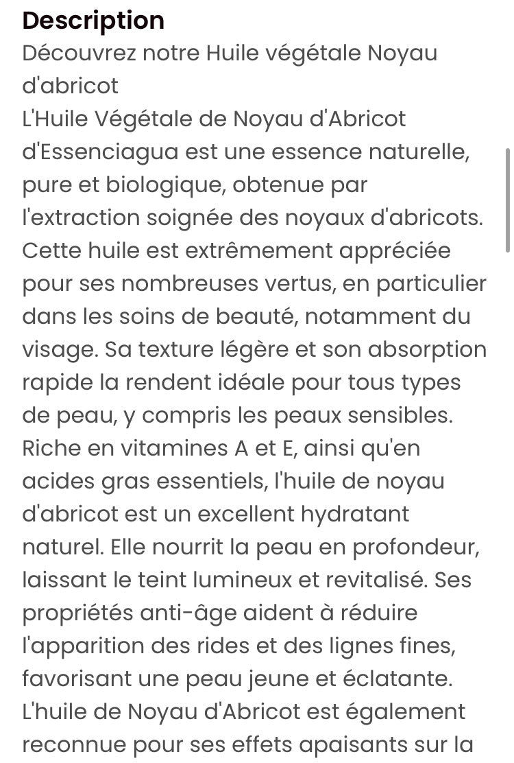 Huile de noyau d’abricot