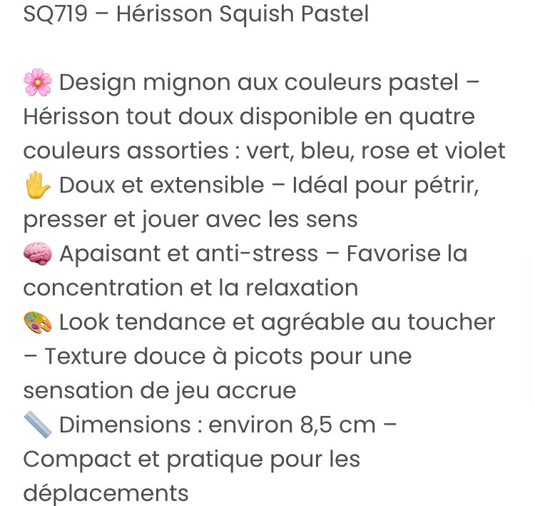 Herisson squishy anti stress