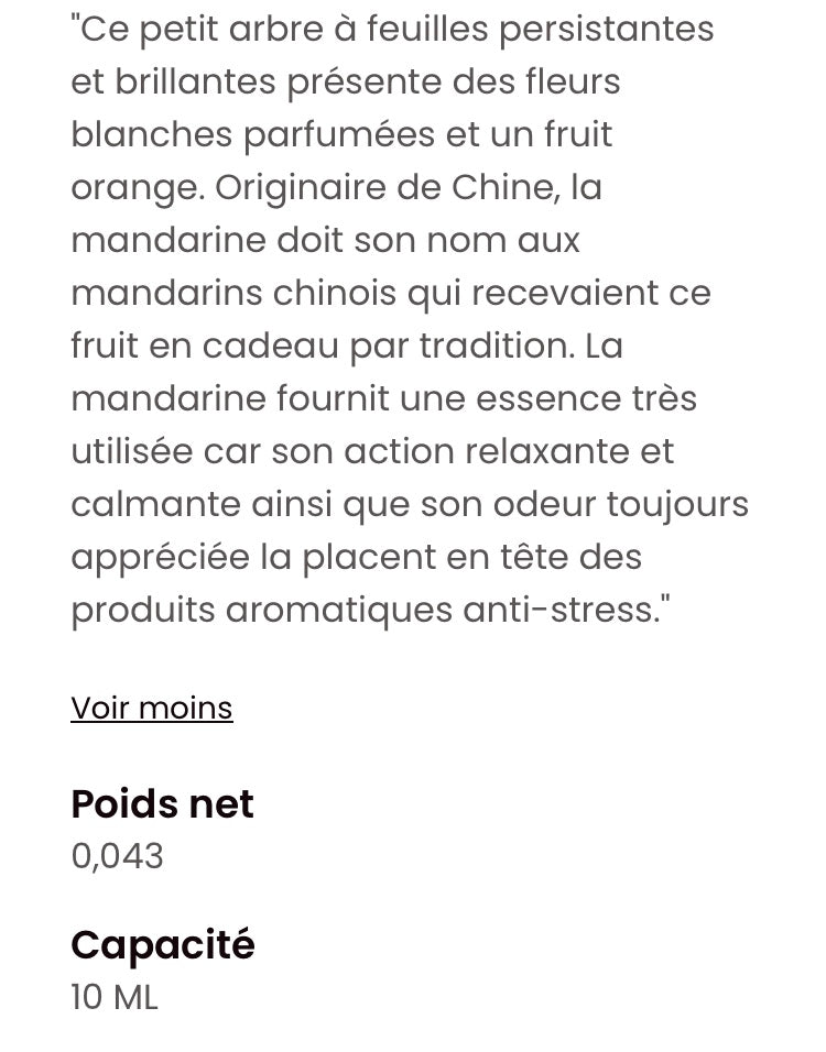 Huile essentielle mandarine verte pur essentiel