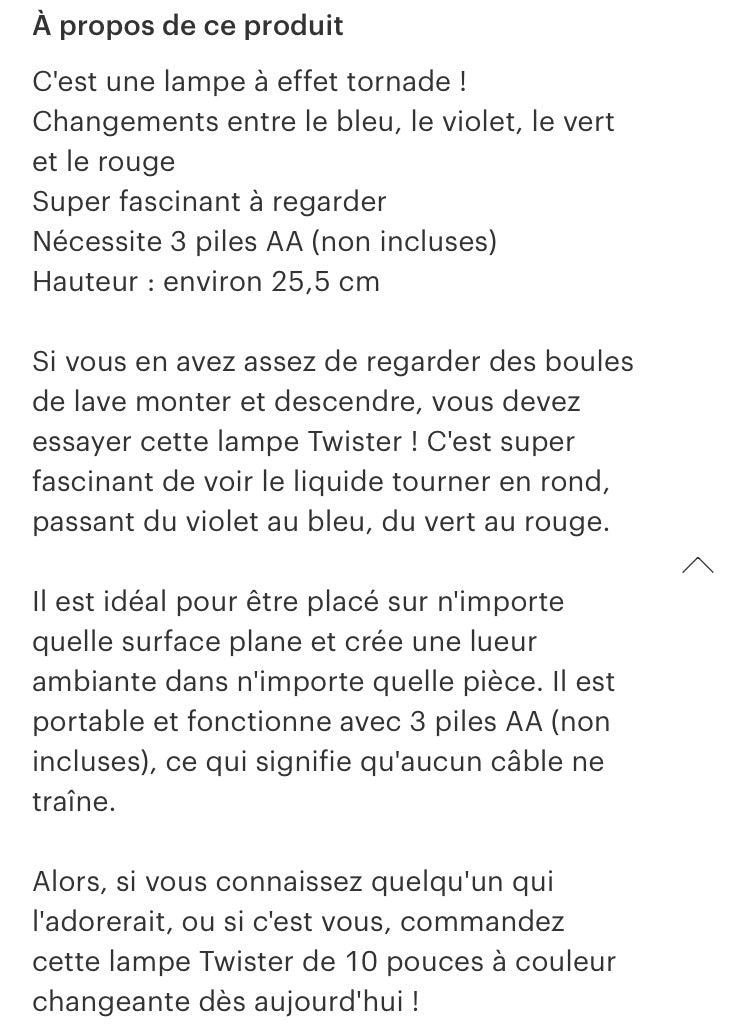Lampe tornade sensoriel