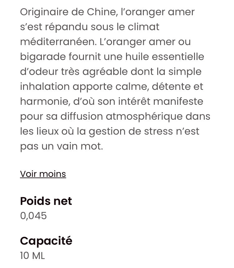 Huile essentielle petit grain bigarade pur essentiel