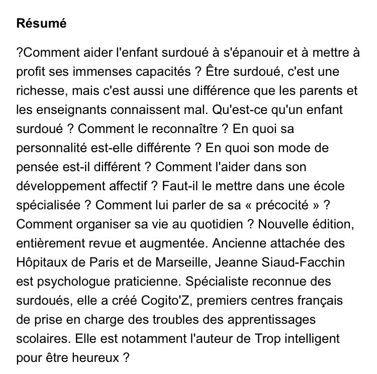 Livre: L’Enfant surdoué