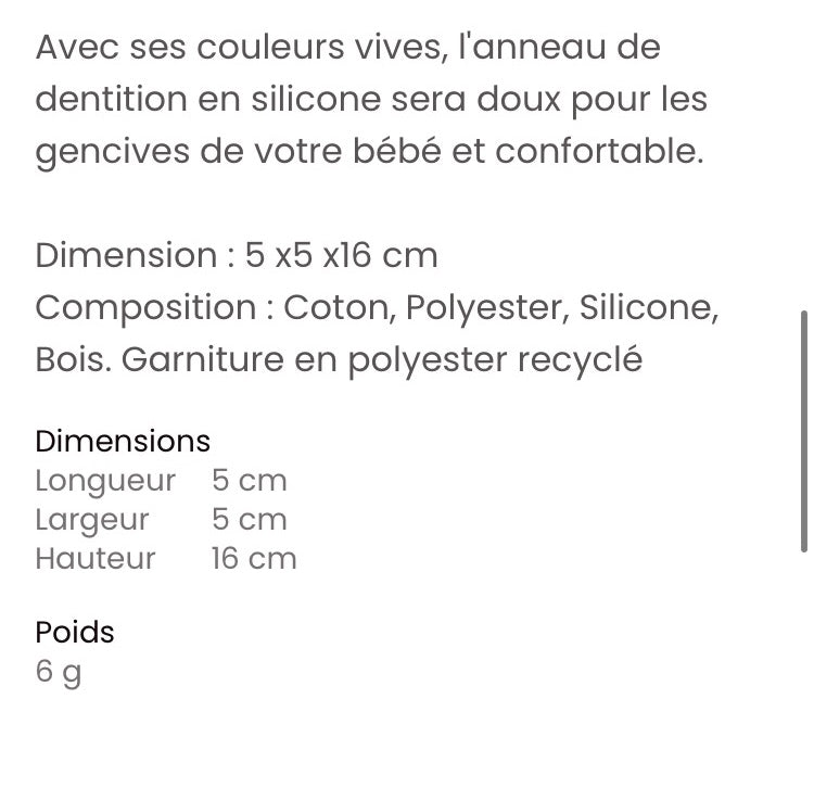 Anneau de dentition Le paresseux Les Déglingos