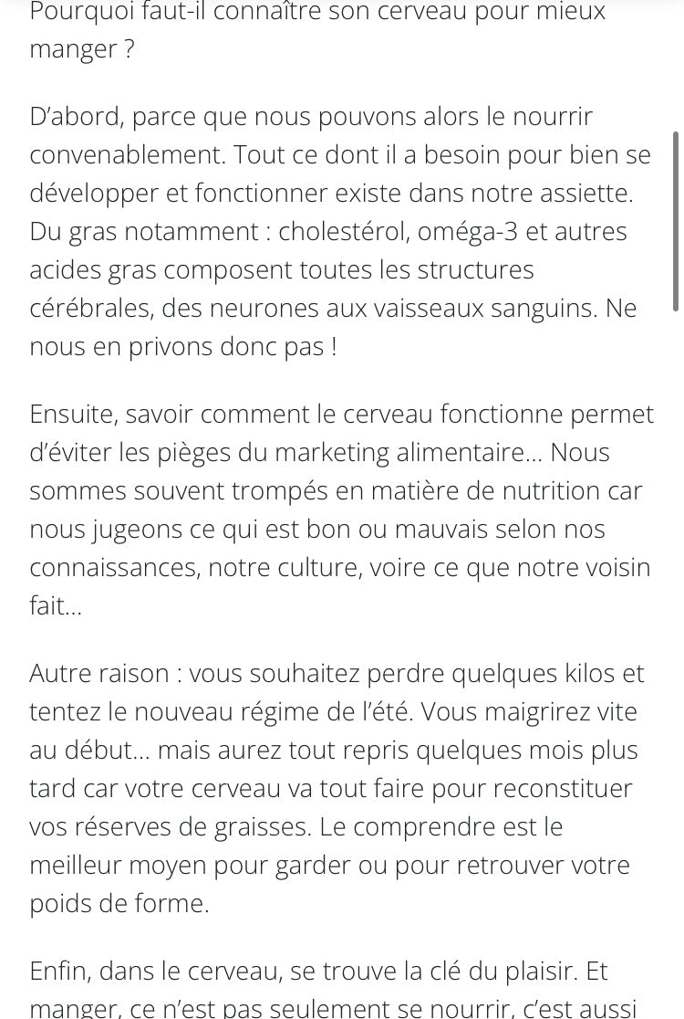 Livre: Connaître son cerveau pour mieux manger