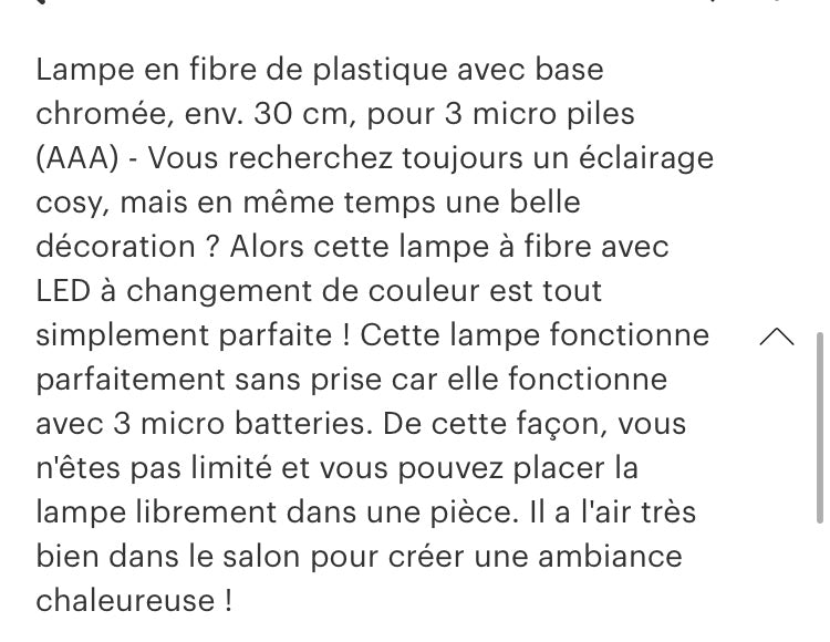 Grande lampe à fibres optiques aux couleurs changeantes base chromée
