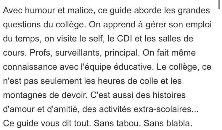 Livre: Le guide anti stress de vie au collège.