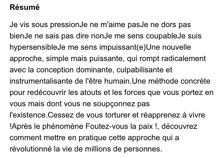 Livre: La méthode Foutez vous la paix.