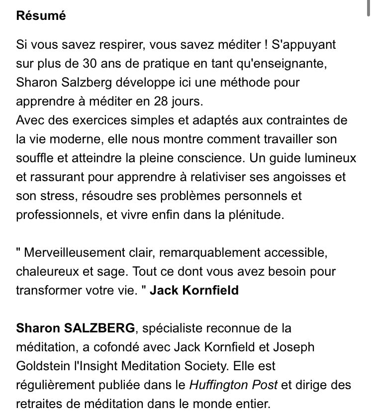 Livre: Aprentissage de la méditation
