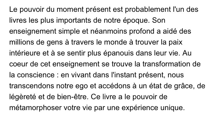 Livre: Le pouvoir du moment présent