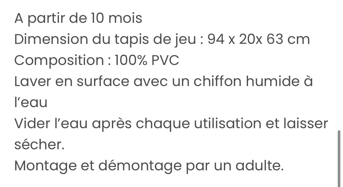 Tapis d’eau Sensoriel Bébé