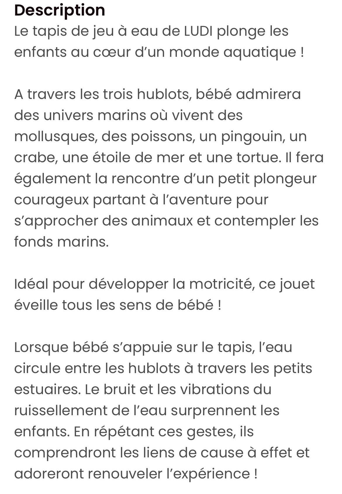 Tapis d’eau Sensoriel Bébé