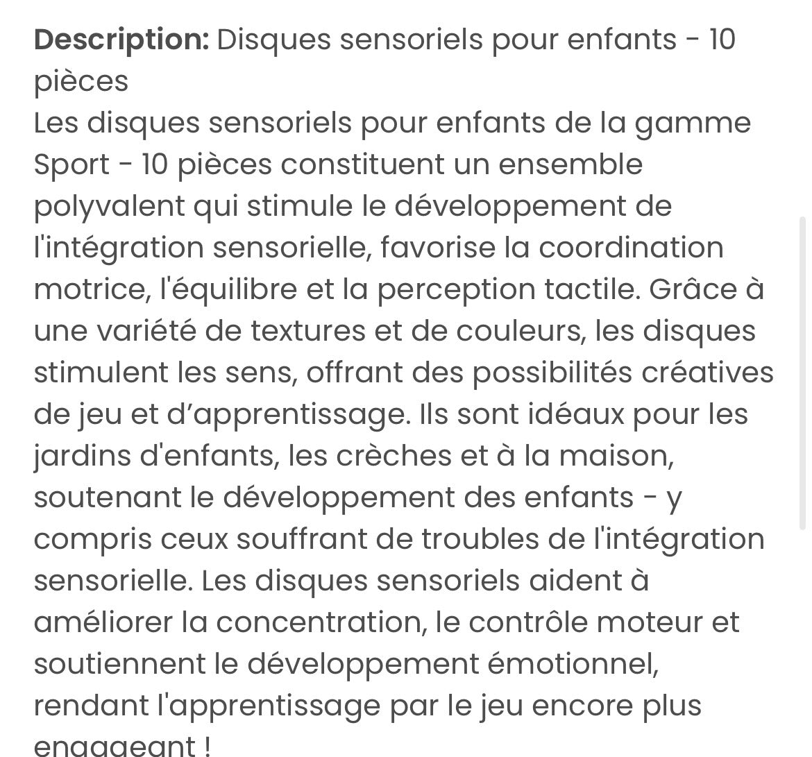 Disques sensoriels