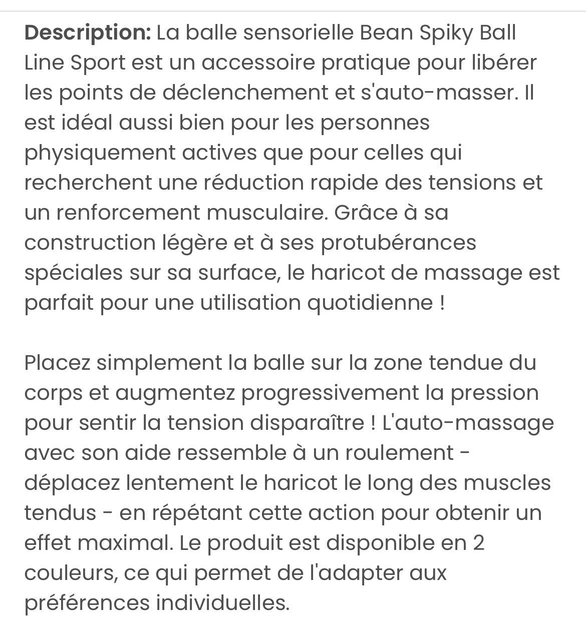 Balle haricot sensorielle