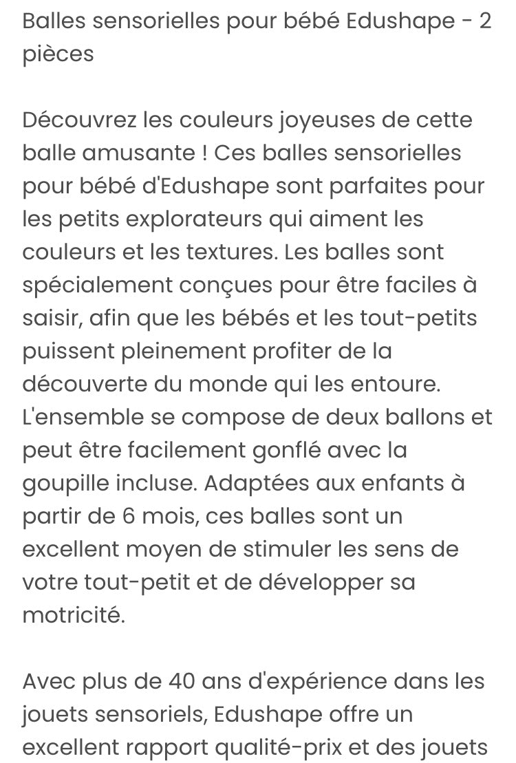 Balles sensorielles Bébé