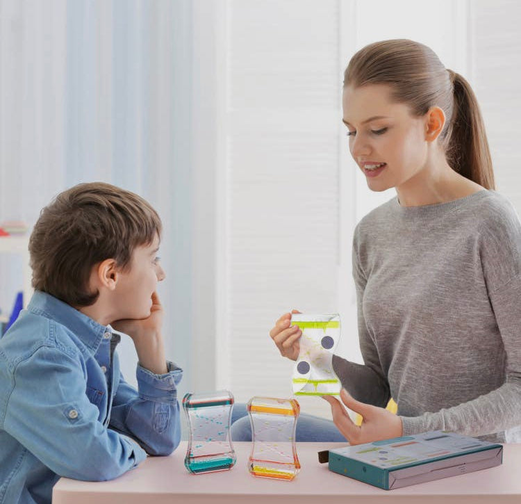 sablier sensoriel effet d’optiques vert