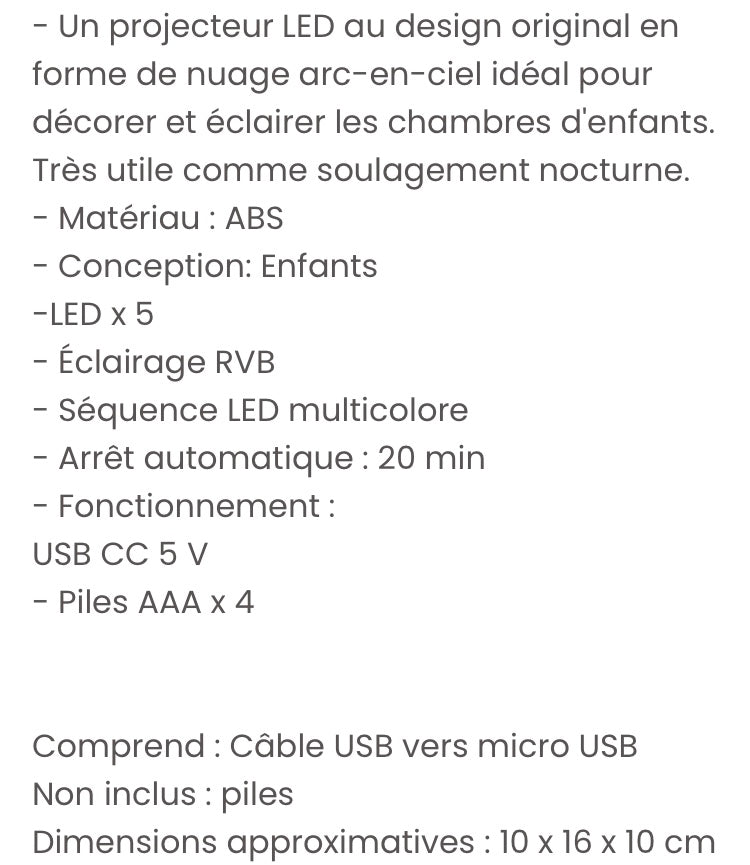 Projecteur nuage arc en ciel