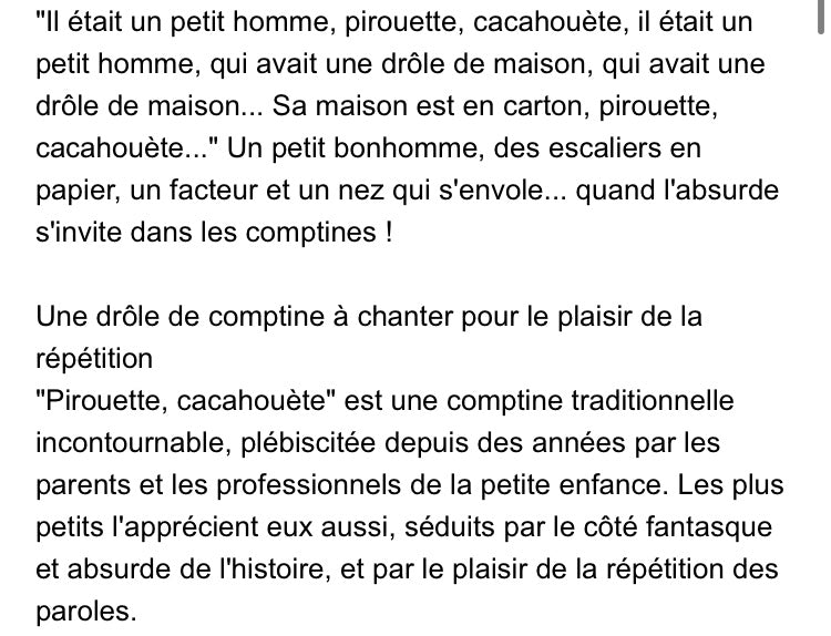 Livre à toucher: pirouette cacahuette