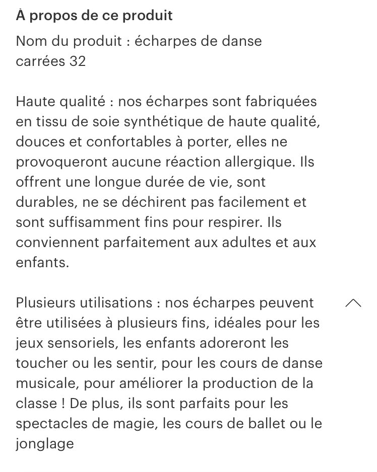 32 Foulards de danse sensoriels